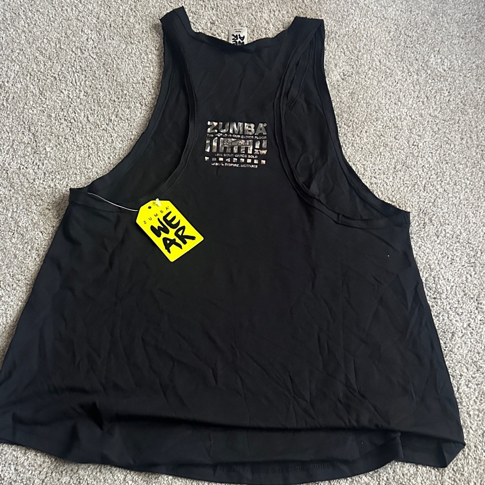 Zumba Fitness Black Tank Top with Metallic Graphic - Picture 4 of 5